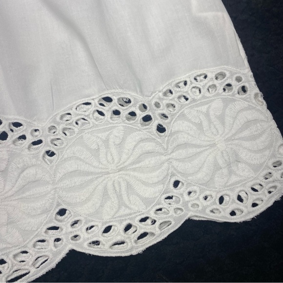 St. Tropez White Ruffled Embellished Tank Top W Med. BEACH TROPICAL ISLAND - Picture 4 of 11